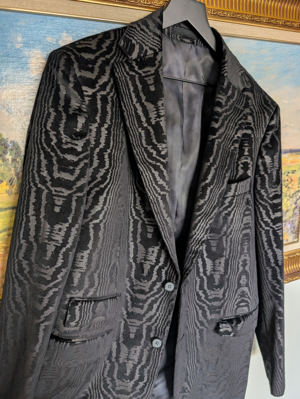 TALLIA Black Velvet Textured Pattern Sport Coat 42L